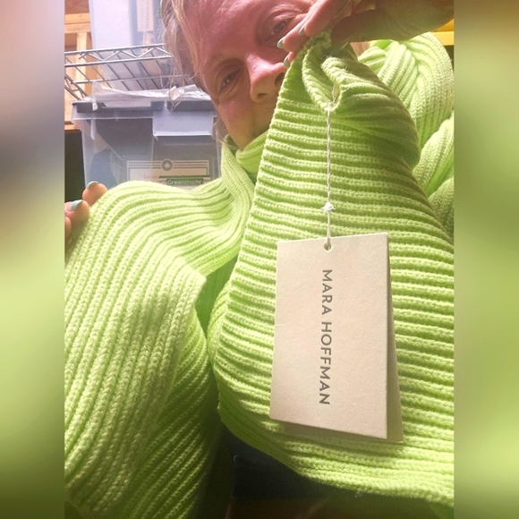 Mara Hoffman Lou Wool Scarf In Chartreuse New With Tags - Picture 5 of 5